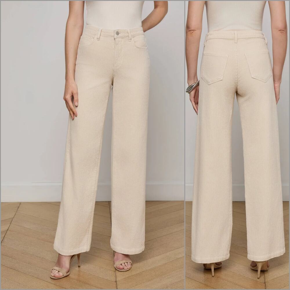 L'AGENCE Scottie Corduroy Wide Leg High Rise Jean French Vanilla 31